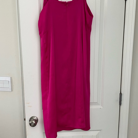 PINK DARK Express Satin Cowl Neck MIDI Slip Dress - Picture 4 of 5